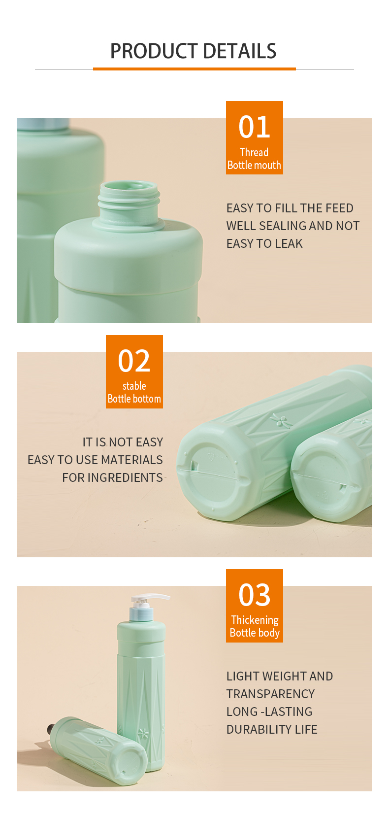 PE cylindrical bottle bag, European -style carved shower gel bottle 500ml emulsion bottle 700ml shampoo bottle - PE Washing Bottle Packing - 4