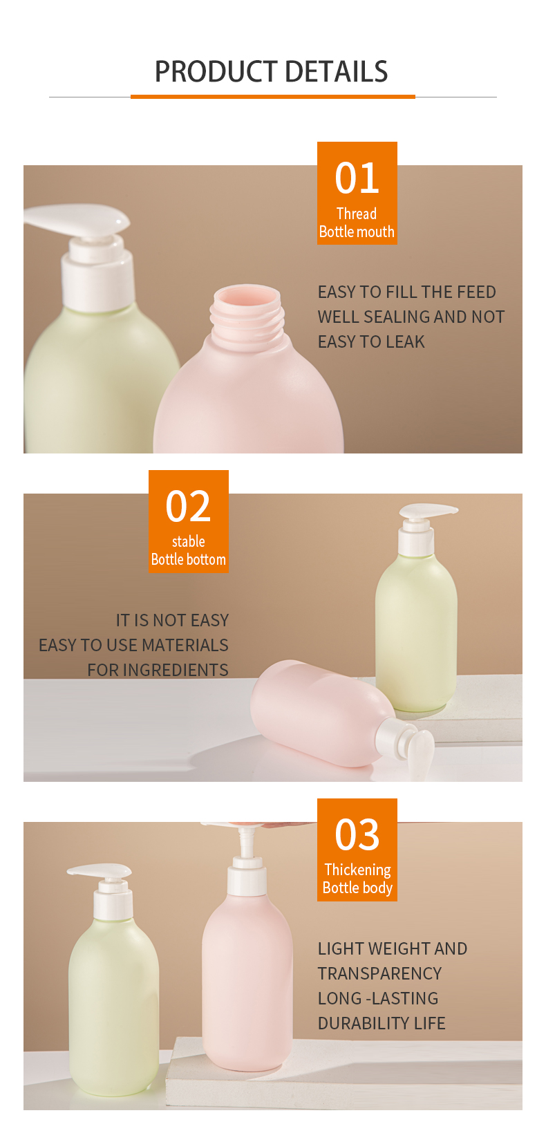 PE Pressing the moisturizing cream bottle shampoos bottle bag 250ml hand -gel bottle plastic bottle wholesale - PE Washing Bottle Packing - 4