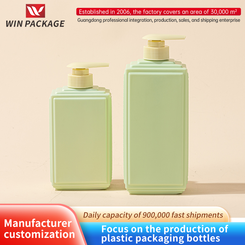 PE Plastic Bottle Flat Carved Different Bottle 480ml Lotion Bottle Bath Gel Bottle 730ml Shampoo Bottle